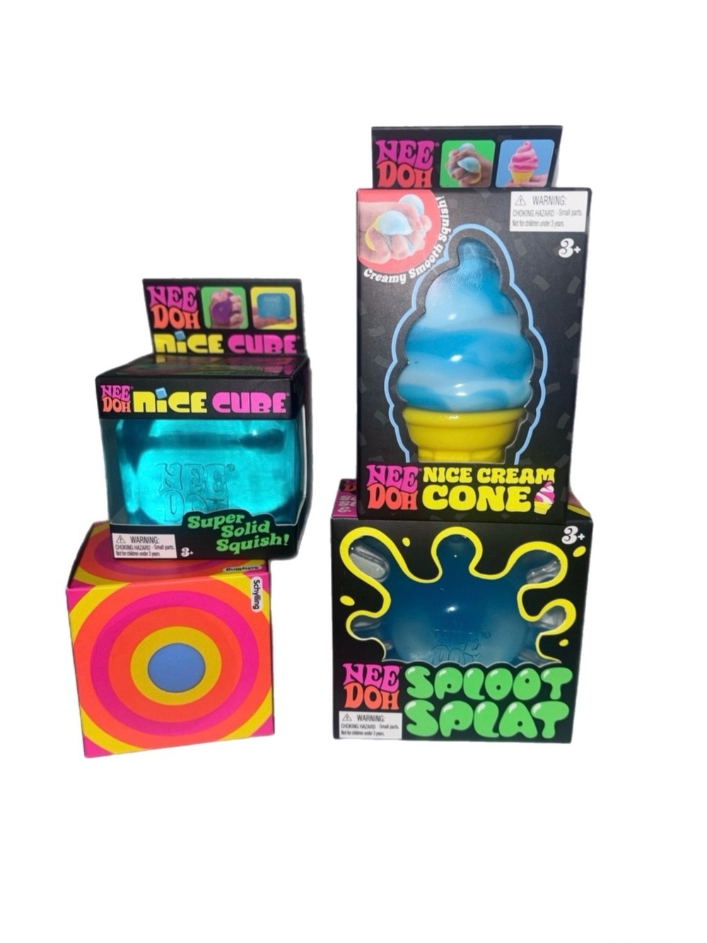 NeeDoh Blue Bundle - Nice Cream Cone, Nice Cube, Sploot Splat & Color Change